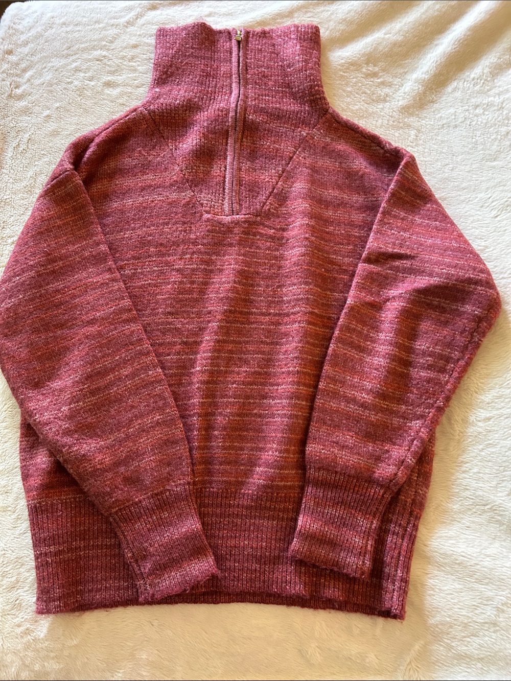LOFT Heathered Rose Half-Zip Turtleneck Sweater